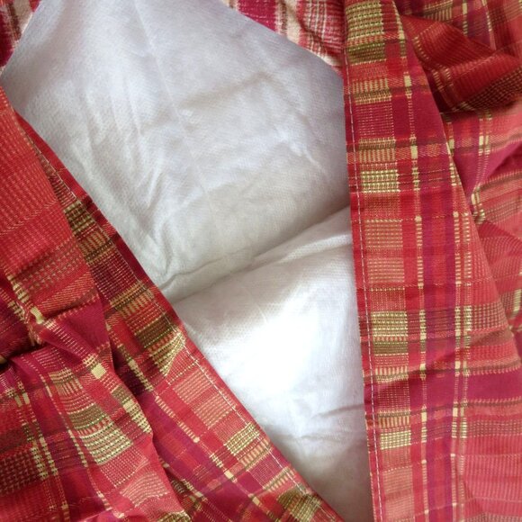 New Vintage 2006 JCPenney Middleton Euro Pillow Sham Quilted Red Gold Plaid USA - Picture 5 of 10